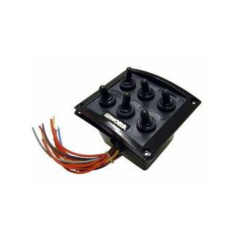 Splash, 6-gang panel with cover. 12V, 15A max.
