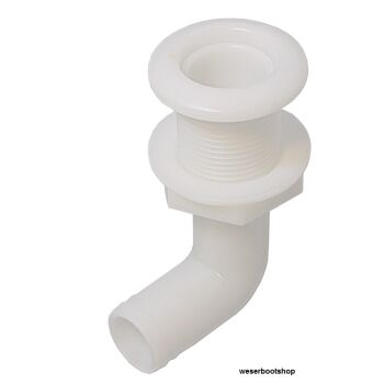 Borddurchlässe - Acetal weiß - Anschluss im 90° Winkel - Schlauch-Ø 1 1/8" - 1 1/4"
