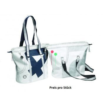 Einkaufstasche klein mit Reißverschluß Sea Queen - Segeltuch - Weiß/Schwarz
