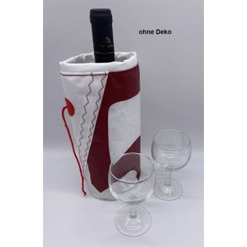 Weinkühler Sektkühler für 1 Flasche Wine Cooler - Segeltuch - weiß/rot