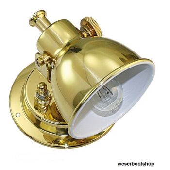 Kojenleuchte 12V mit Zweidrahtbirne Messing