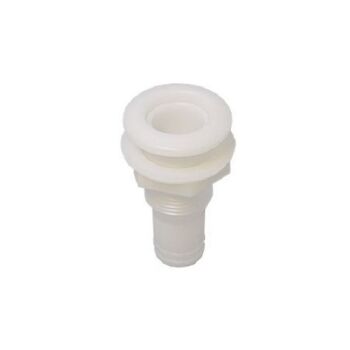 Borddurchführung - Acetal weiß, gerader Anschluss für Schlauch-Ø 1/2"