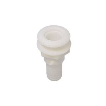 Borddurchführung - Acetal weiß, gerader Anschluss für Schlauch-Ø 3/4"