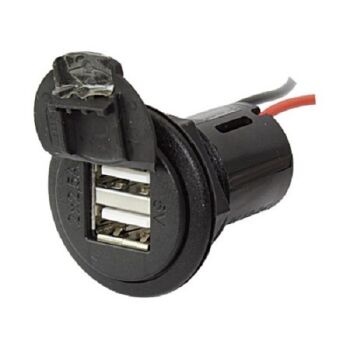 USB Steckdose Ladebuchsen - Einbau doppelt 12 / 24 V. rund
