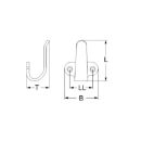 Haken Edelstahl gebürstet B. 43mm