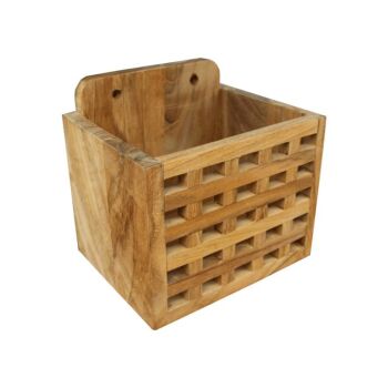 Teak Holz Blockgitter Besteckkasten
