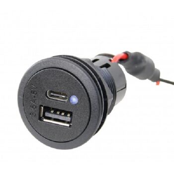 USB Einbau Doppel-Ladesteckdosen USB A und USB C 12 / 24 V.