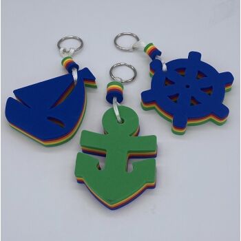 Schlüsselanhänger Set Schaumstoff Steuerrad, Anker, Segelschiff