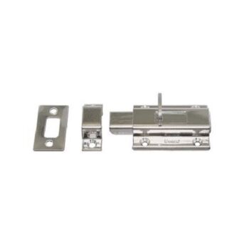 Schubriegel - Edelstahl - gebürstet -  mit Gegenplatten für Einbau und Anbau - 38 x 50 + 16 mm